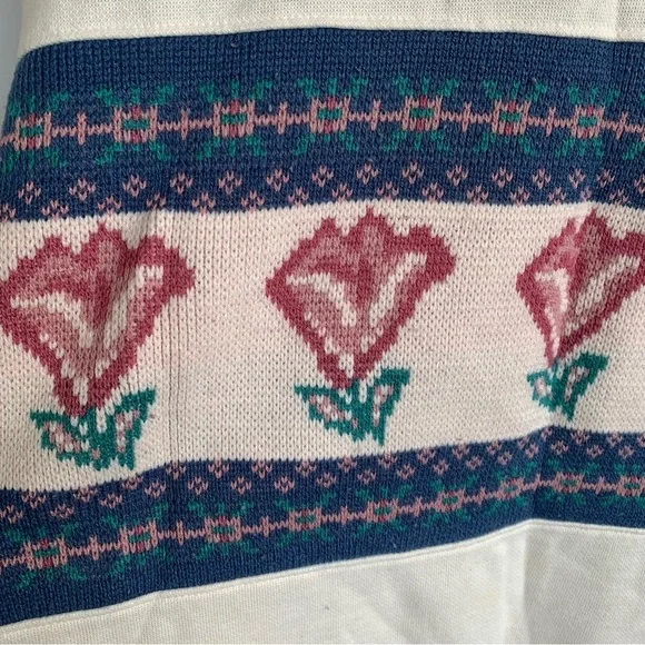 Vintage Floral Crewneck Sweatshirt Adult Large 90s Sweater Act 3 Tag Made USA - Picture 3 of 7